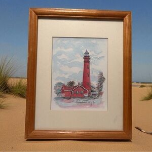 Donna Elias Ponce Inlet Lighthouse 94 Art Print with Wooden Frame